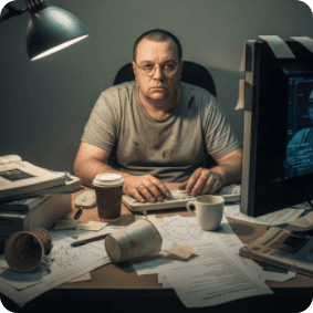 Сайт не оптимизирован Мужчина за столом